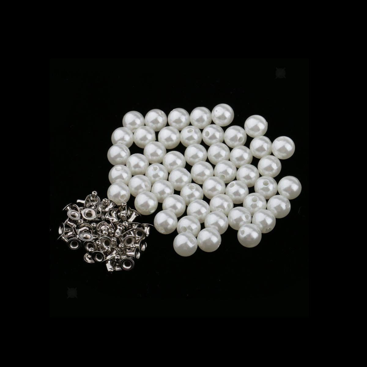 Trimming Shop Pearl Rivets Studs Round Studs with Pins for Embellishment Clothing, Bags, Leathercrafts, Shoes Decoration, Jewelry Making (6mm, 100 Set)