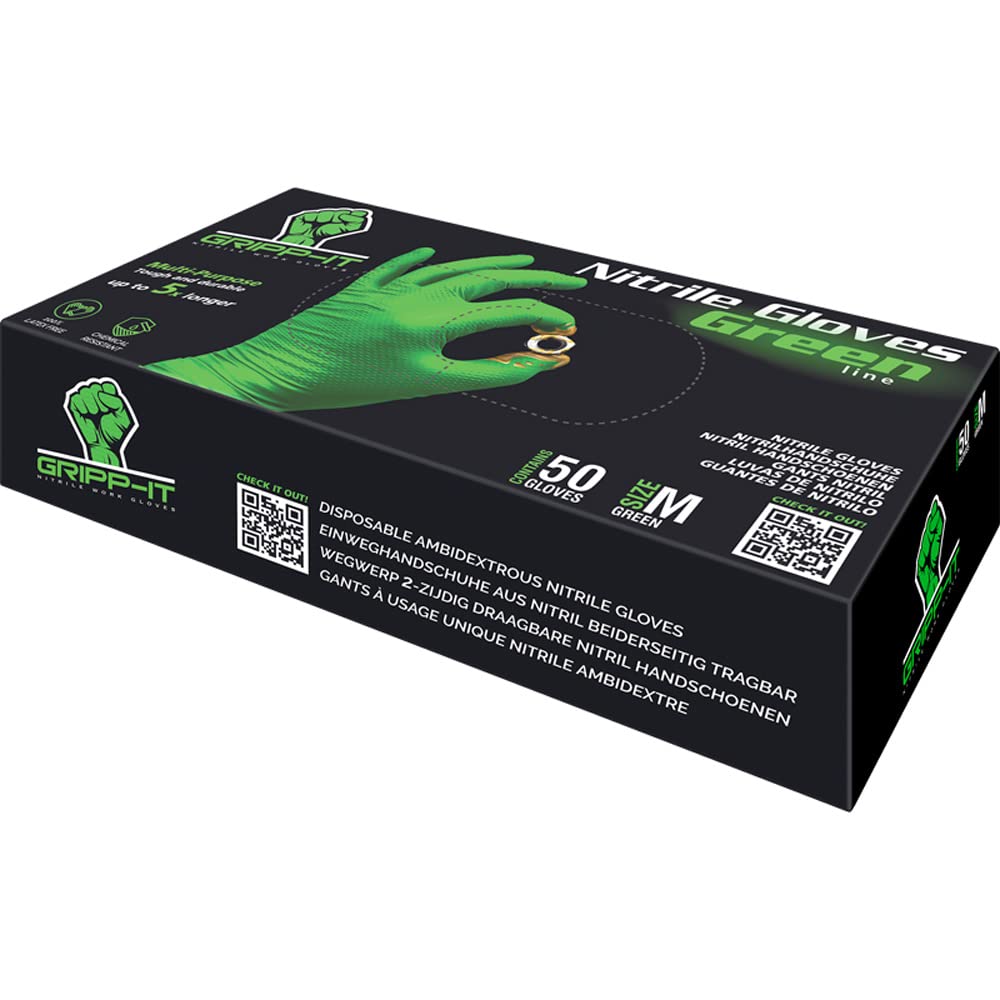 Gripp-It Nitrile Gloves - size M - Green - Dispenserbox of 50 pcs