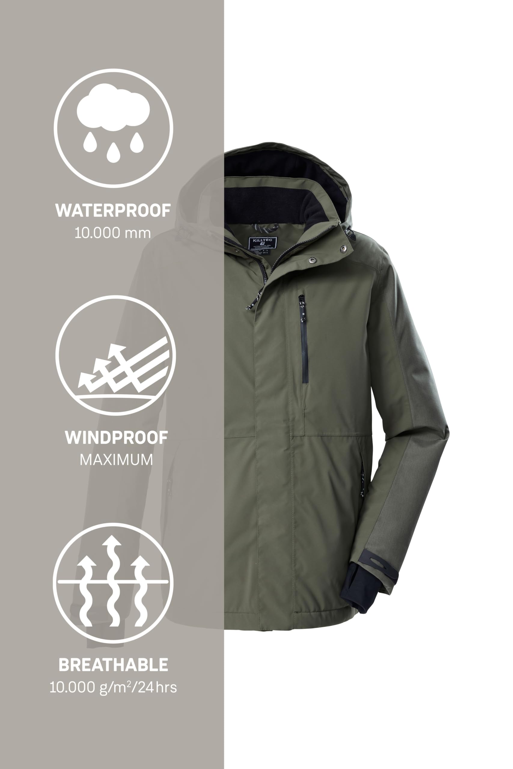 Killtec Herren Kow 89 Mn Jckt Outdoorjacke/Funktionsjacke mit abzippbarer Kapuze