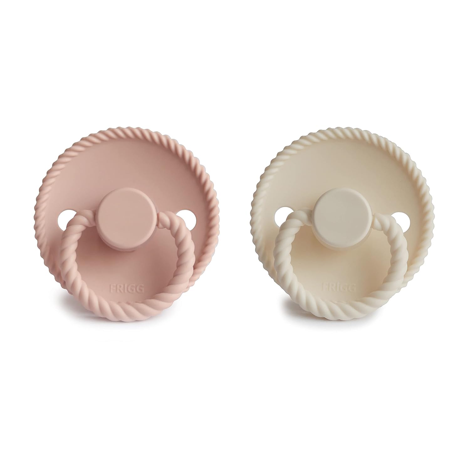 Frigg Rope SilkySoft Silicone Baby Pacifier | Made in Denmark | BPA-Free (Blush/Cream, 0-6 Months)