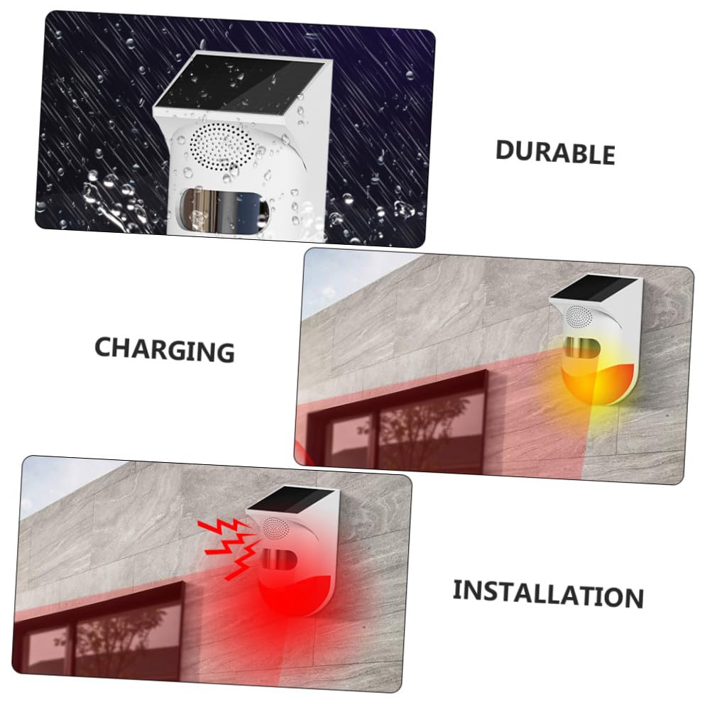 Sensore a Infrarossi Solare per Esterni Allarme Acustico e Luminoso, Dispositivo di Sicurezza per Casa e Giardino, Rilevatore di Movimento Notturno Alta Sensibilità, Suono Forte