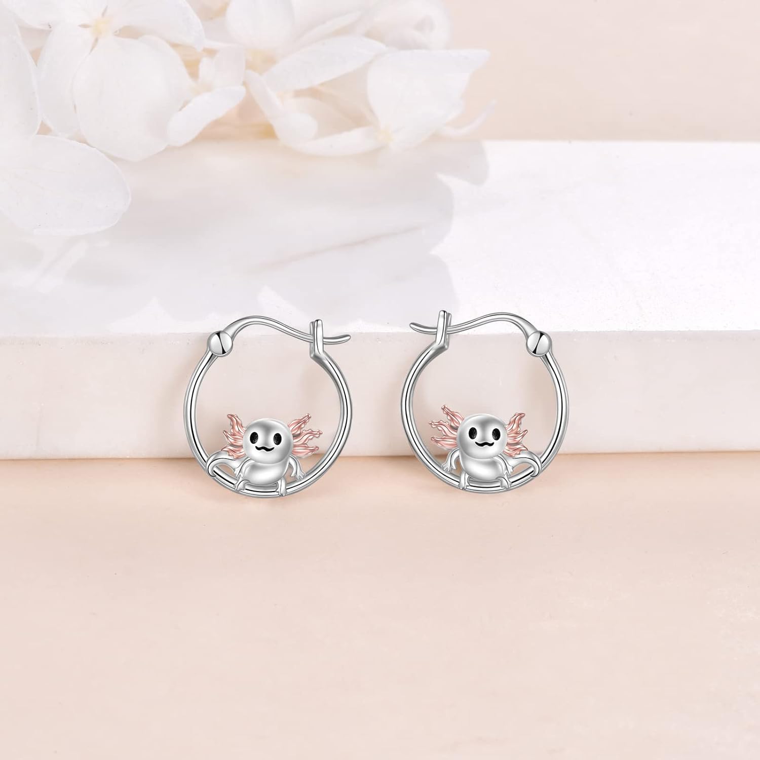 Cow/Cat/Fox/Pig/Axolotl/Elephant/Scorpion/Sloth/Chicken/Owl Hoop Earrings 925 Sterling Silver Hypoallergenic Animal Jewelry Gifts - Image 3