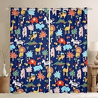 YUANZU Tende Oscuranti Per Bambini Con Animali Della Giungla, 2 Pannelli 75x166 Cm, Tessuto 100% Poliestere, Stampa 3D, Per Camera Giochi E Asilo