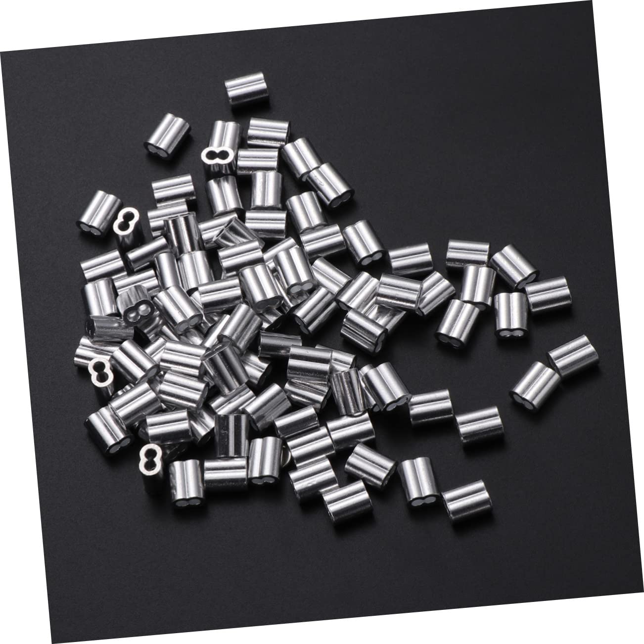 MUCKLILY 100pcs Wire Rope Crimping Loop Wire Rope Aluminum Wire Cable Wire Rope Cable Crimping Sleeves Crimp Sleeves for Cable Wire Rope Sleeves Steel Wire Loop Silver