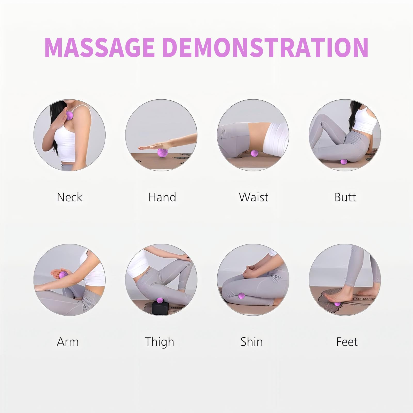 Mini balle de massage, 6,3 cm, 10 niveaux de vibration, électrique, pour la main, les pieds, les muscles, la relaxation myofasciale, le soulagement de la fasciite plantaire (violet)