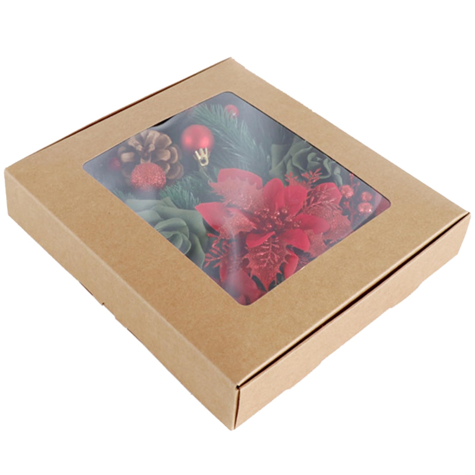 Tsophreniq Christmas Ornament Set Box Beautiful Christmas Tree Ornament Craft Set with Faux Flowers and Pine Accent Artificial Rose Flower