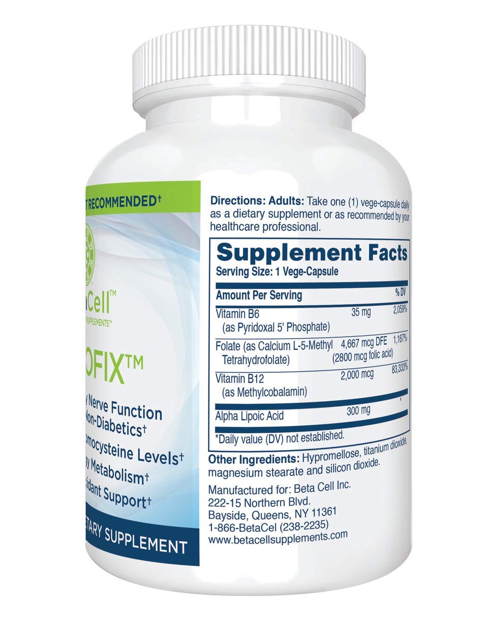 Buy Neurofix Nerve Support Formula 60 VegeCaps BVitamins, Alpha