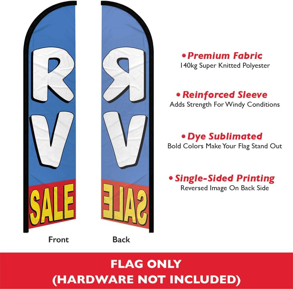 Infinity Republic - RV Sale Windless Full Sleeve Banner Swooper Flag - Perfect for Businesses, Dealerships, RV Lots etc!