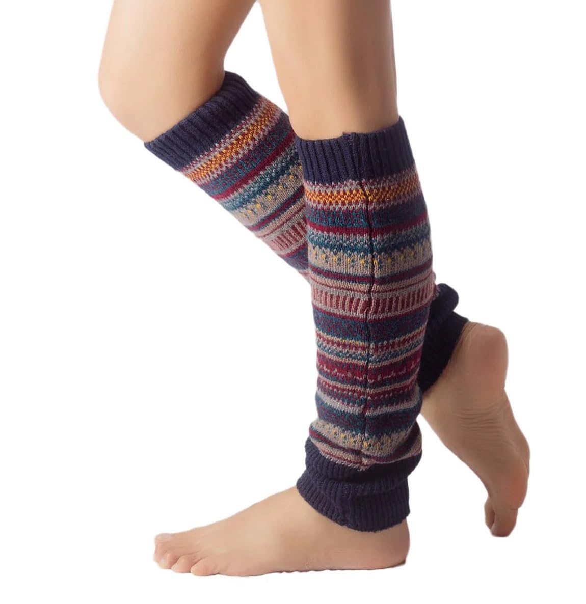 Multicolor Stripe Long Warm Woolen Thigh High Knee High Leg Warmer Winter Fashion Knitted Warm Boot Thigh High Socks Boot Cuffs for Women Girls-image-39