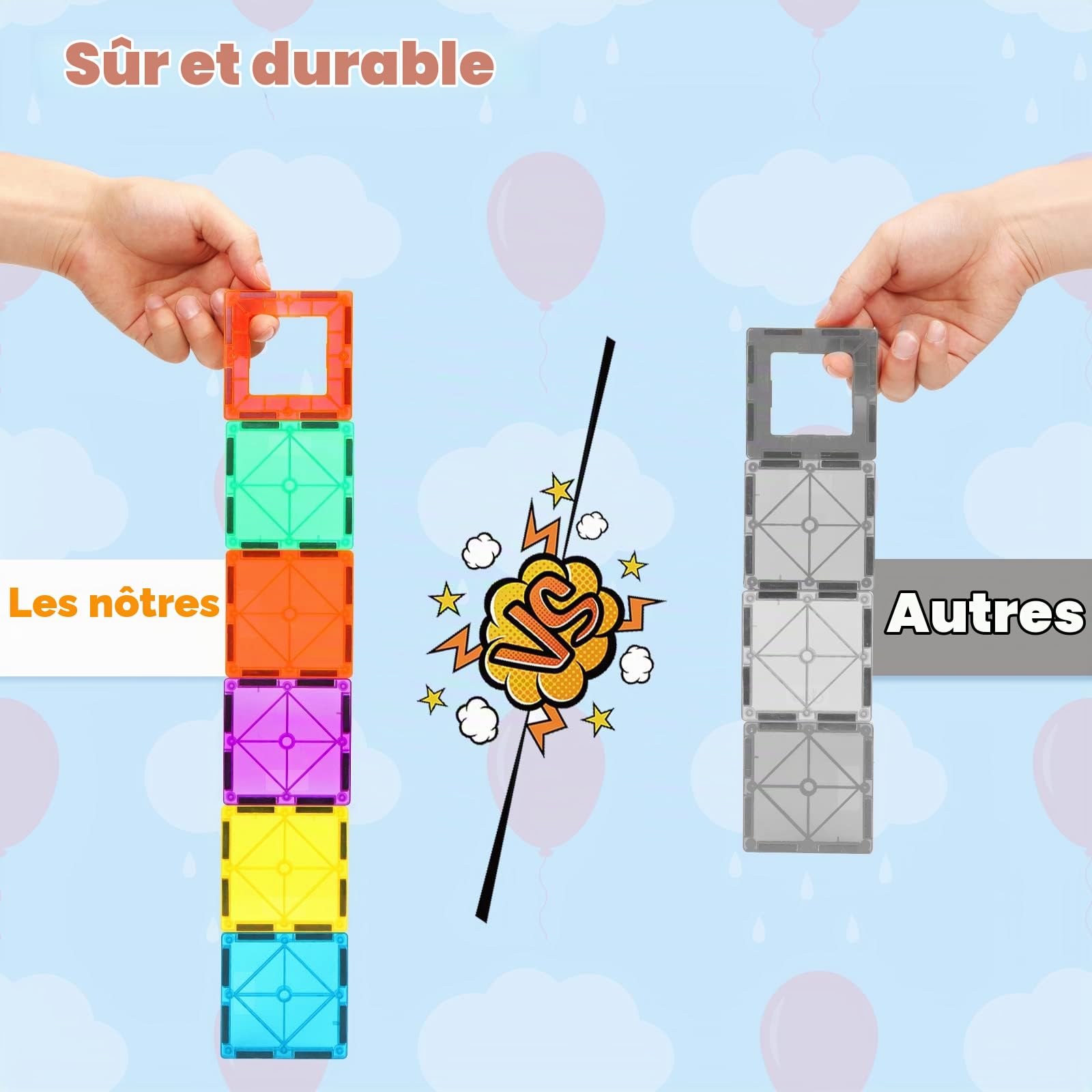 Gemmicc Tuiles Magnétiques de Construction, Jeux Magnétiques pour Enfants, Jeux Éducatifs Certifiés STEM, Puzzles Magnétiques 3D à Emboîter pour Filles et Garçons, Set Classique de 63 Pièces