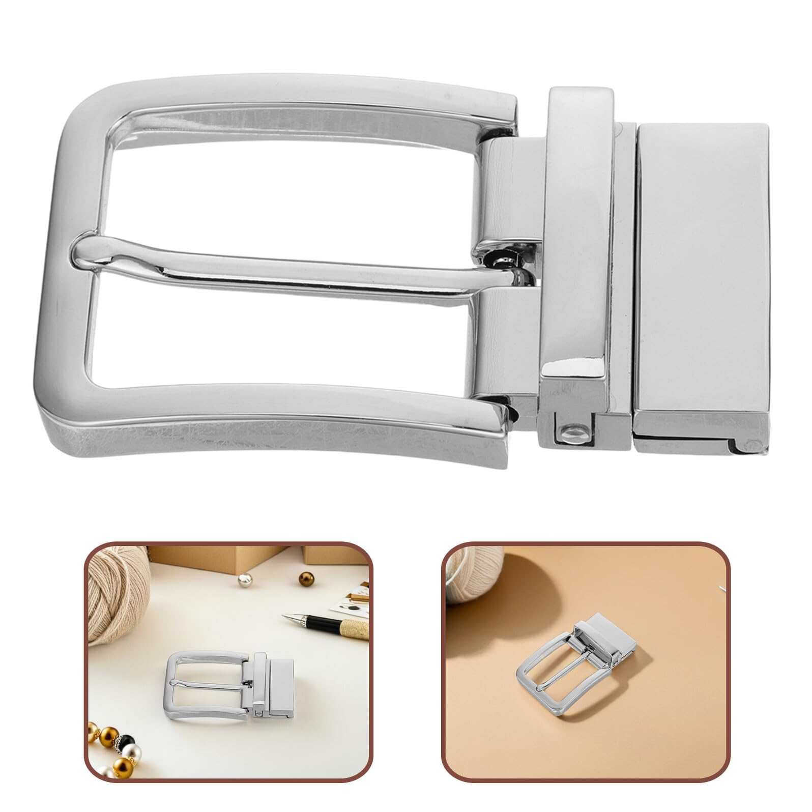 Single Prong Reversible Belt Buckle Clip Zinc Alloy Adjustable Men's Waistband Fastener for Wide Belts Classic Business And Casual Style