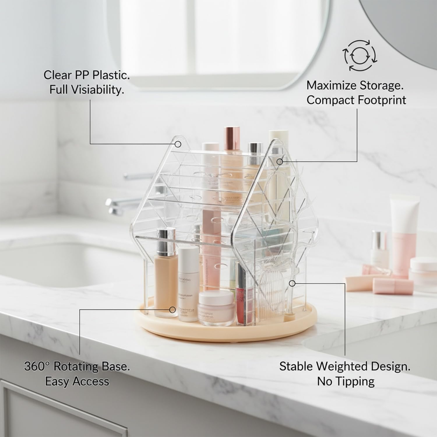 Rotating Cosmetic Container, 1 PC