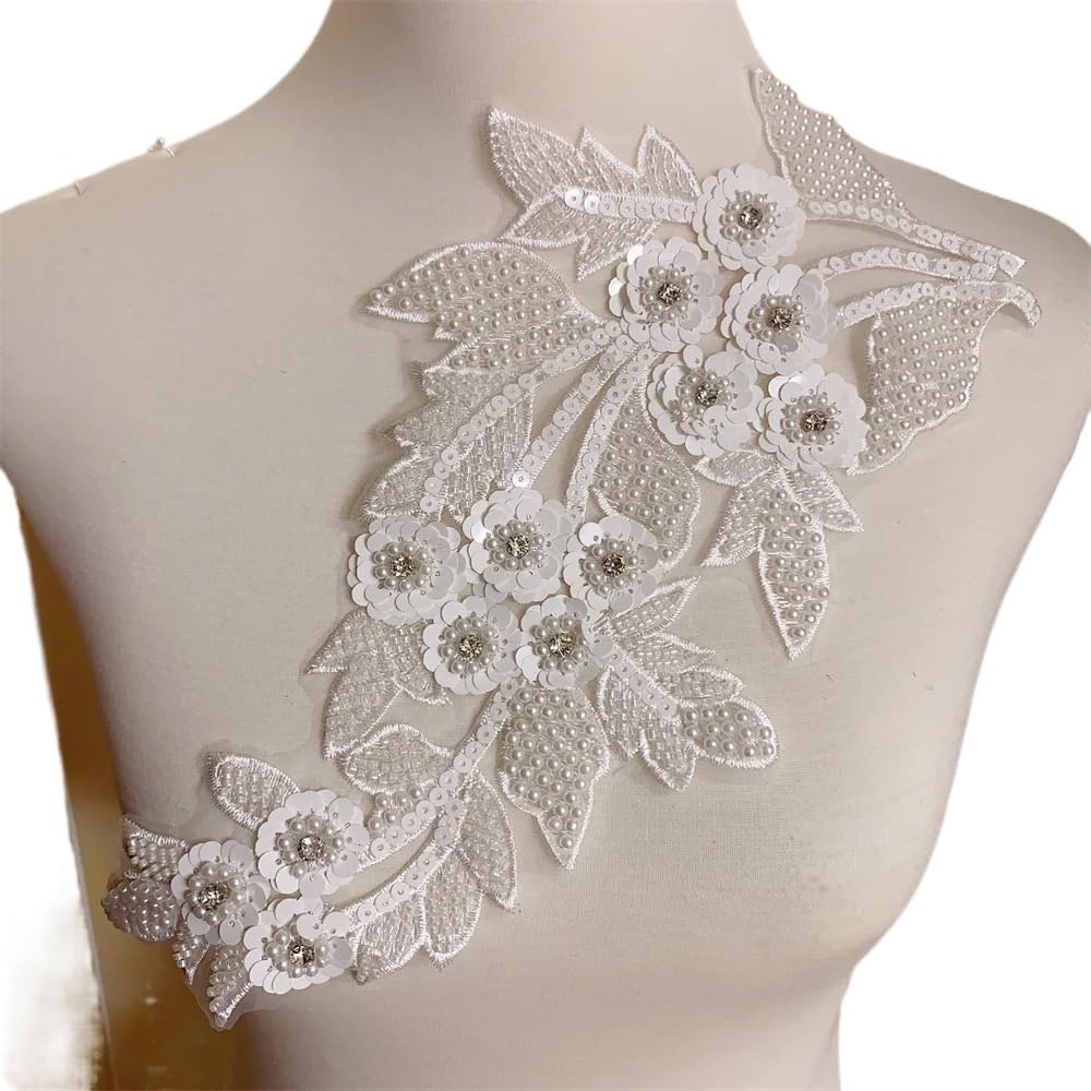 Amazon.com: LOVDUSA Beaded Rhinestone Patches Sew On Bridal  display picture 1
