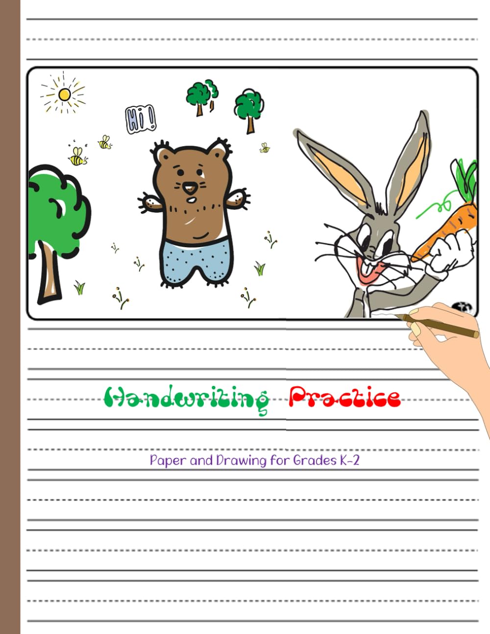Handwriting Practice Paper and Drawing for Grades K-2: Composition Book Draw and Write Journal, Primary