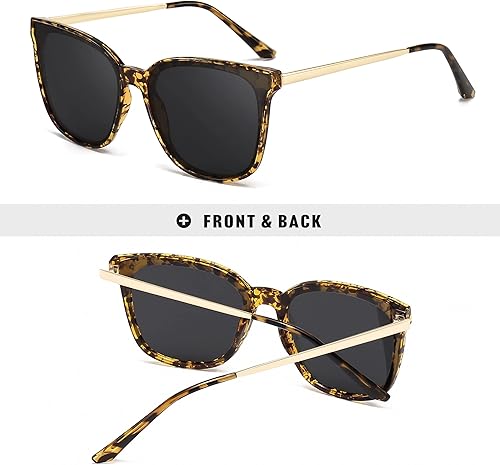 Miniatura 3 de SUNGAIT Gafas de sol cuadradas vintage para mujeres y hombres gafas de sol redondas polarizadas con marco grande UV400