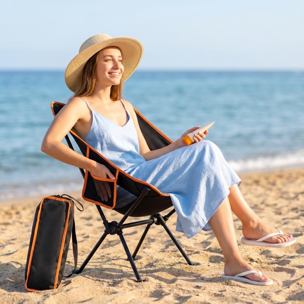 PQETBV Sillas de Playa Plegables Portátil, Compacta y Ultraligera, Silla Plegable Camping con Bolsa de Transporte para Exteriores, Camping, Campismo, Picnics, Pesca - 3