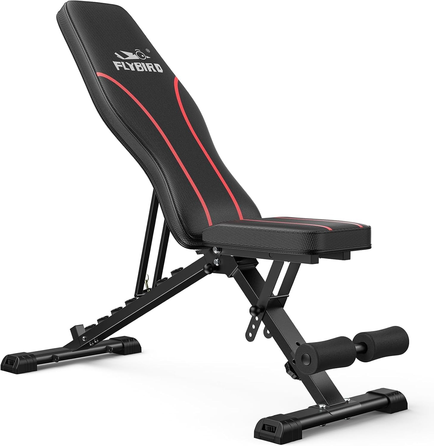 FLYBIRD Adjustable Bench,Utility Weight Bench for Full Body Workout- Multi-Purpose Foldable incline/decline Bench (Black)