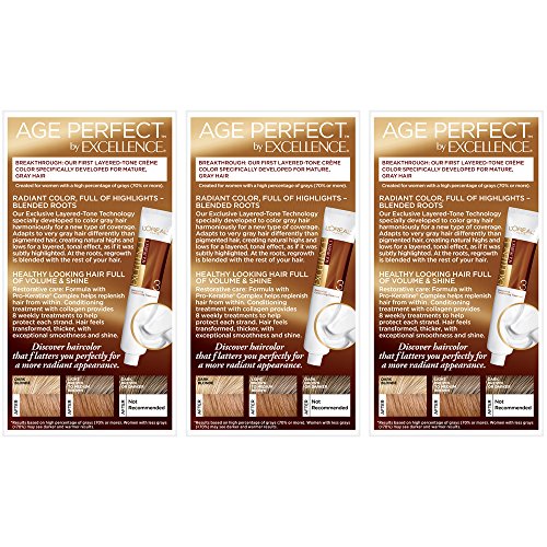 Image of L'Oreal Paris Age Perfect Permanent Hair Color, 7G Dark Natural Golden Blonde (Pack of 3)