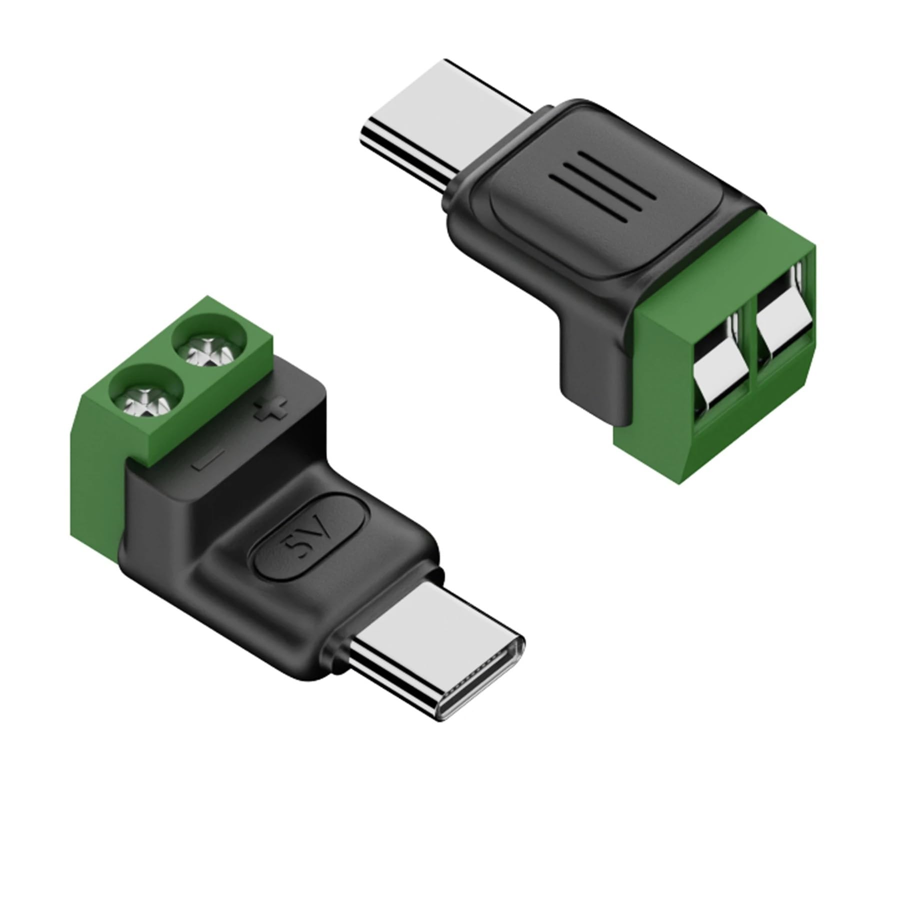 Type C/Micro to 2 Pin Screw Terminal 5 V/9 V/12 V Solderless Adapter (C Male-Charge, 2 szt.)
