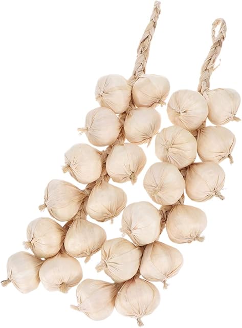 NUOBESTY 2pcs Artificial Garlics Hanging Fake Garlics Artificial Foam Vegetables for Kitchen Garden Indoor Decoration Photography Props