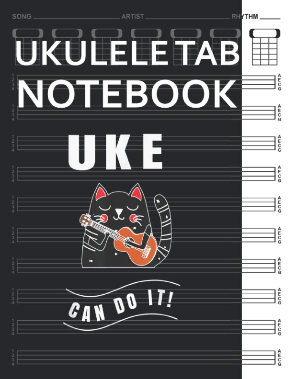 Buy Ukulele Tab Ukulele Funny Uke Can Do It Black Cat Playing 120