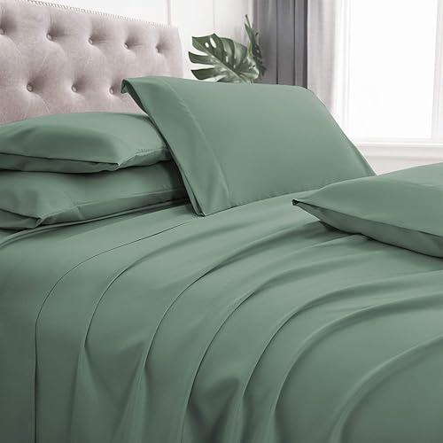 Miniatura 6 de BASIC CHOICE - Juego de sábanas de 6 piezas  Luxury 2000 Bedding Series - Sábanas resistentes a las arrugas y la decoloración., Microfibra, Azul