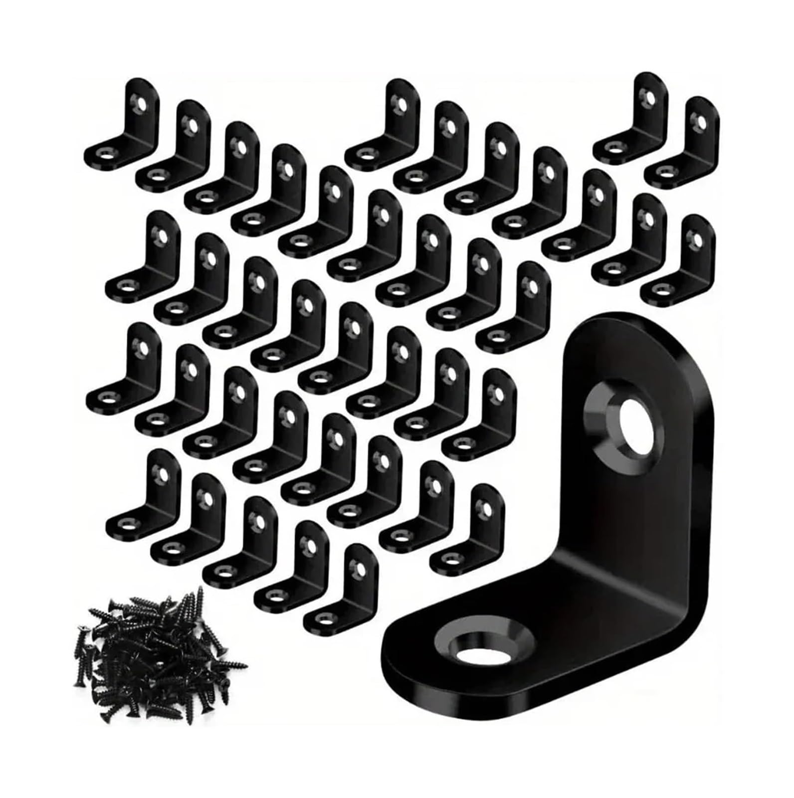 Angle Brackets, L Brackets 40pcs Right Angle Brace for Furniture(Black)