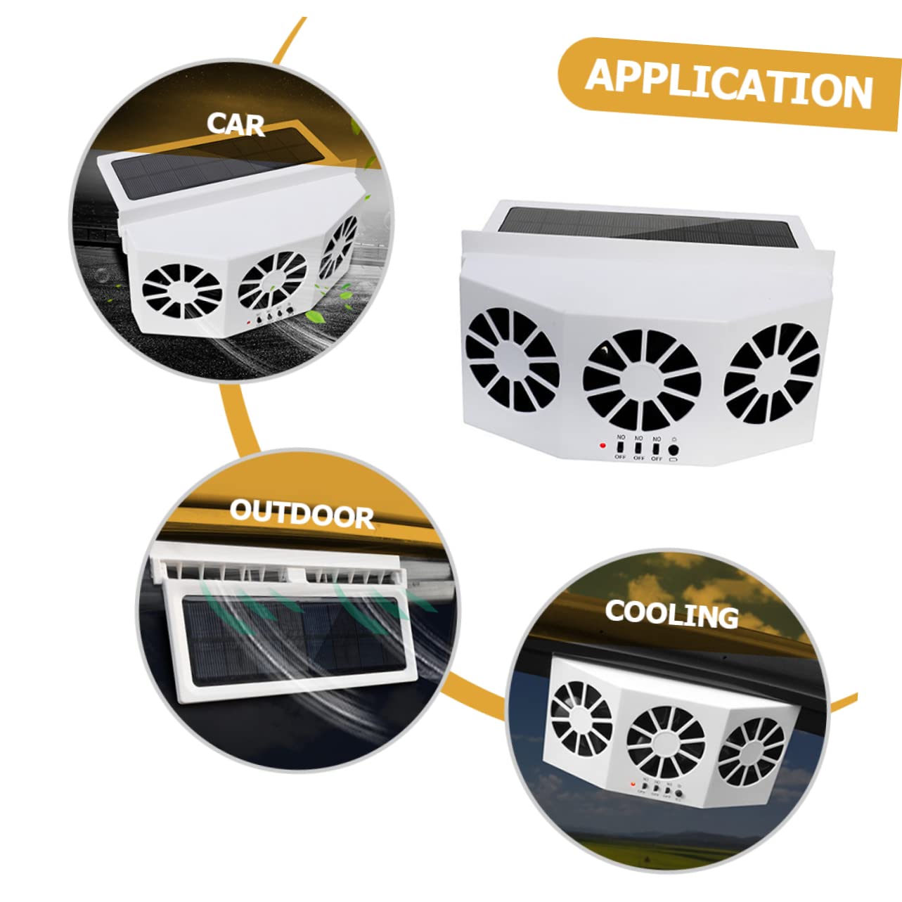 Alipis 3 Pièces Ventilateur Solaire Ventilateur D'extraction Solaire De Voiture e Radiateur Évent Alimenté Cool D'échappement De Voiture Petit Blanche Abdos