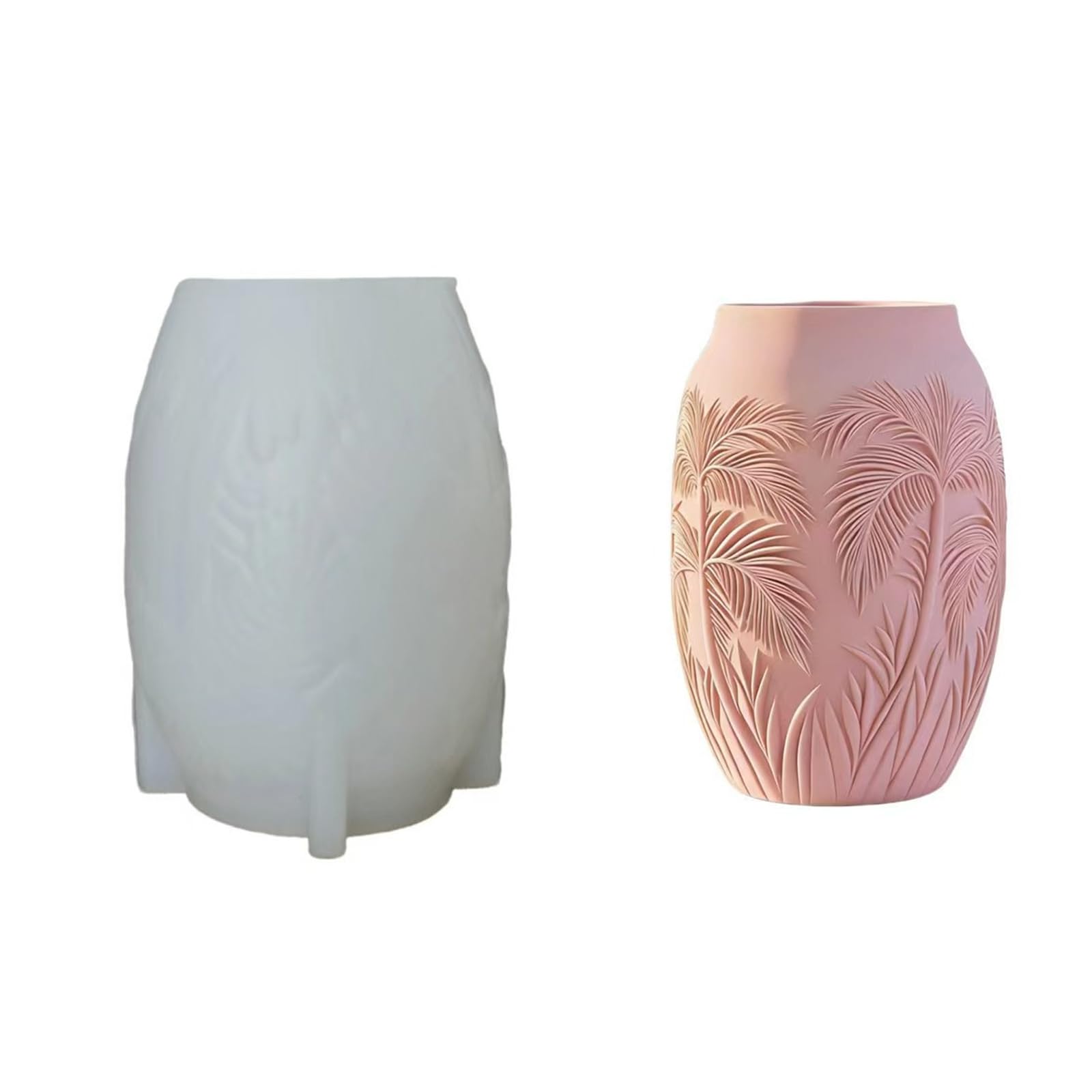 BWANGIAO Silicone Mold For Palms Leaves Relief Vase And Candle Holder With Detailed Texture Perfect For Resin Art Crafts