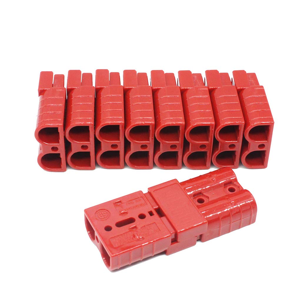 X-Haibei 10 (5 Pair) 50A 8 Gauge Battery Quick Connector, 8 AWG Winch Jumper Cables Quick Disconnect Plug for Trailer Forklift (RED)