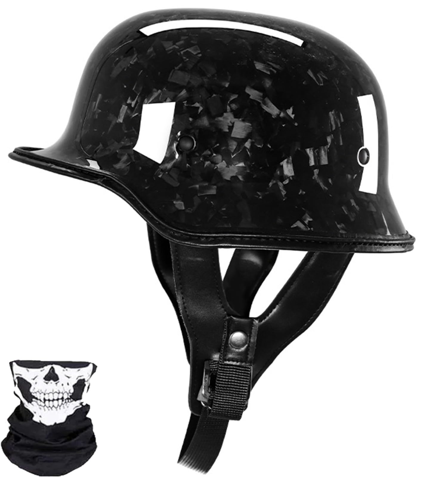 Casco Moto Mezza Faccia Tedesco In Fibra Di Carbonio, Casco Jet Moto Vintage Approvato DOT/ECE Casco Jet Retrò Per Uomini E Donne Adulti