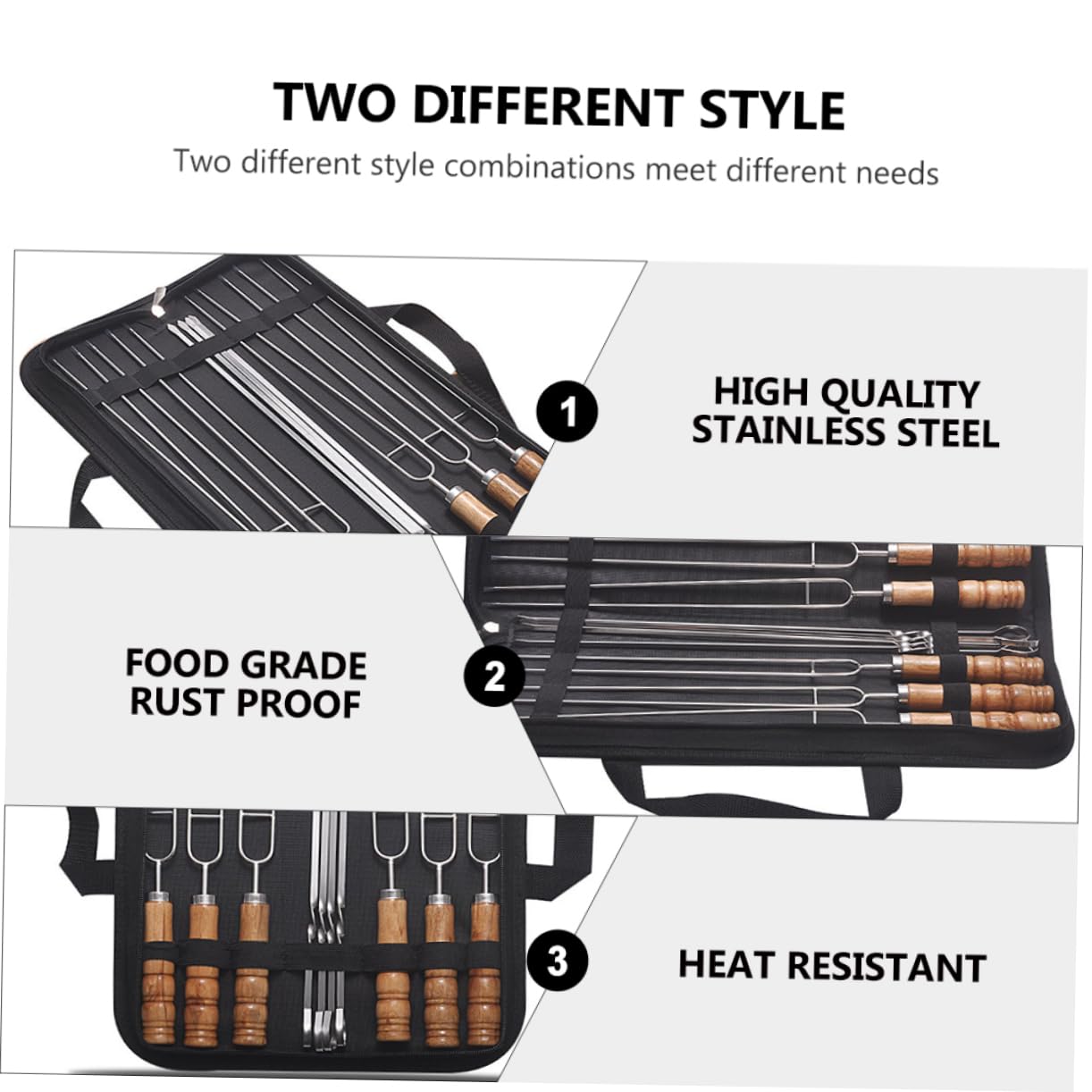ibasenice Spiedini in Inossidabile per Barbecue 10 Pezzi Spiedini Lunghi per Grigliate Utensili Resistenti e Sicuri per Kebab e Carne