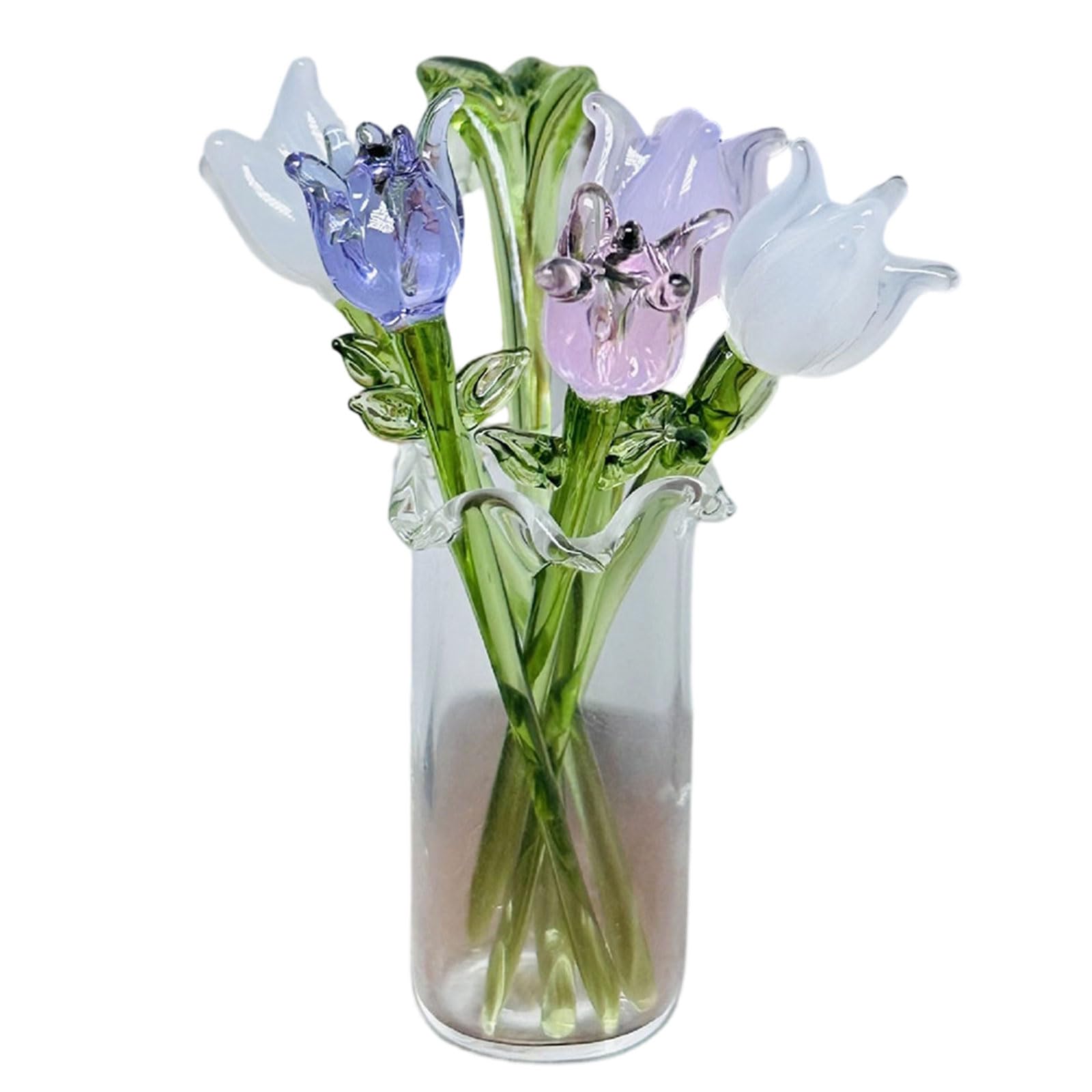 Whoasyst Clear Glass Vase Decoration with Colored Glaze Flower for Home Flower Arrangement Anniversary Wedding Table Centerpieces Glass Vase