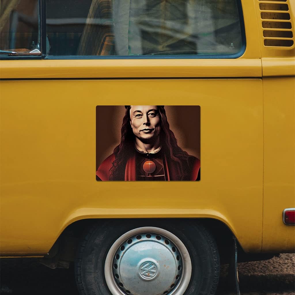Portrait Car Magnet 2 PCS - Renaissance Car Magnet - Elon Musk Sticker