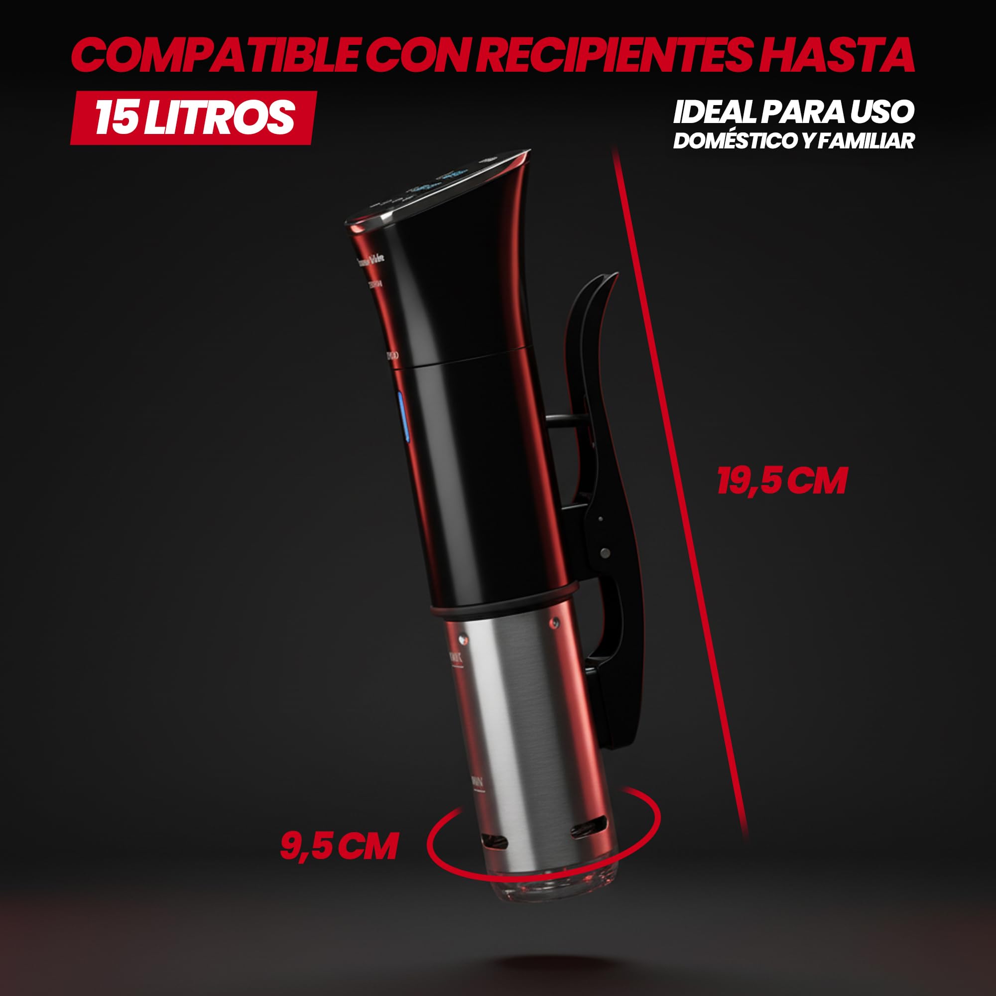SOGO Roner sous vide électrique à cuisson lente dans l'eau, écran numérique et contrôle tactile – Roner cuisine basse température et circulation constante 15 l – Cuisine précise contre la surchauffe