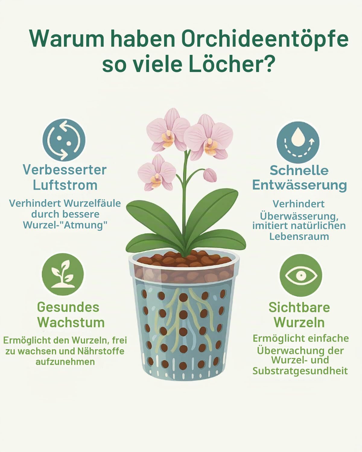 vensovo Terracotta Orchideentöpfe mit Löchern und Untersetzern - Ton Orchidee Pflanztöpfe zum Umtopfen, Pflanze Blumentöpfe für Orchidee Innen und Außen Fördert die Luftzirkulation