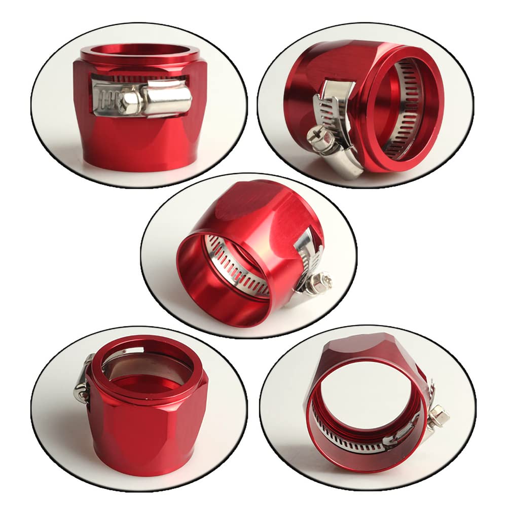 Morsetto Per Tubi Flessibili AN14 In Alluminio Anodizzato Rosso - Per Linee Carburante, Olio, Aria