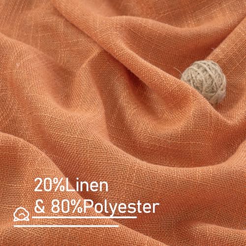 LAMIT Burnt Orange Linen Curtains for Living Room, 84 inch Length Light Filtering Semi Sheer Drapes Back Tab and Rod Pocket Farmhouse Panels for Bedroom, 2 Panels, 34 x 84 Inch