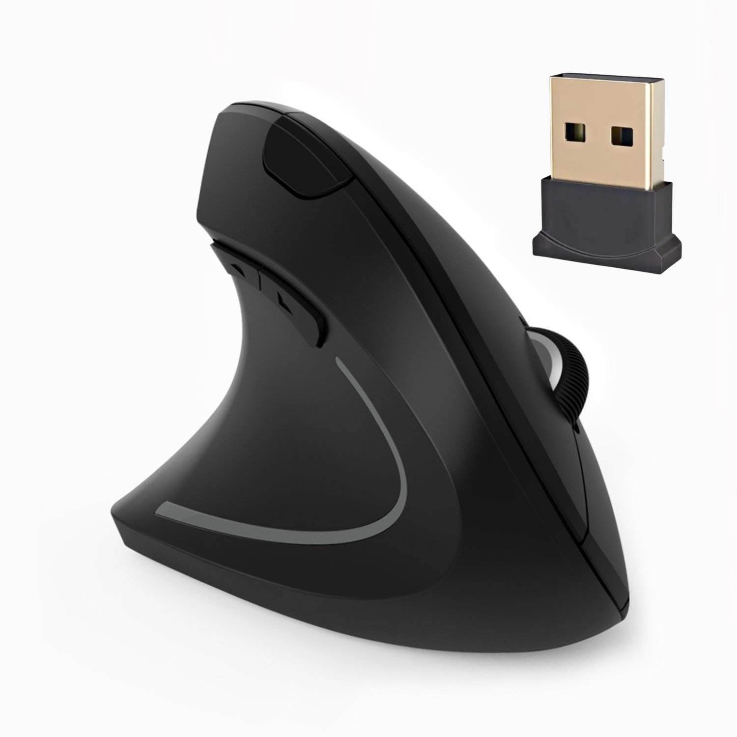 atdaraz Ergonomic Mouse, Wireless Mouse 2.4ghz Optical Vertical Wireless Mice : Left Handed Mouse, Wireless 2.4G USB Left Hand Ergonomic Vertical Mouse, Less Noise - Black-picture-19