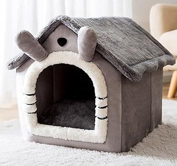 Arcanine Outdoor Cat House Weatherproof for Winter, Collapsible Warm Cat House for Outdoor/Indoor Cats with Removable Soft Mat, Easy to Assemble Igloo Dog House for Small Dog (44 x 36 x 39 cm)