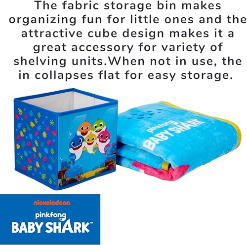 Miniatura 4 de Franco Baby Shark - Juego de 2 cubos de almacenamiento de felpa para niños, juego de 2 piezas (producto oficial)