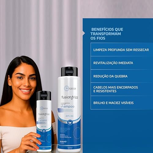 Miniatura 4 de BR Science Champú reconstructivo Fusion Frizz  Recomendado para cabello extremadamente dañado  33.8 onzas líquidas