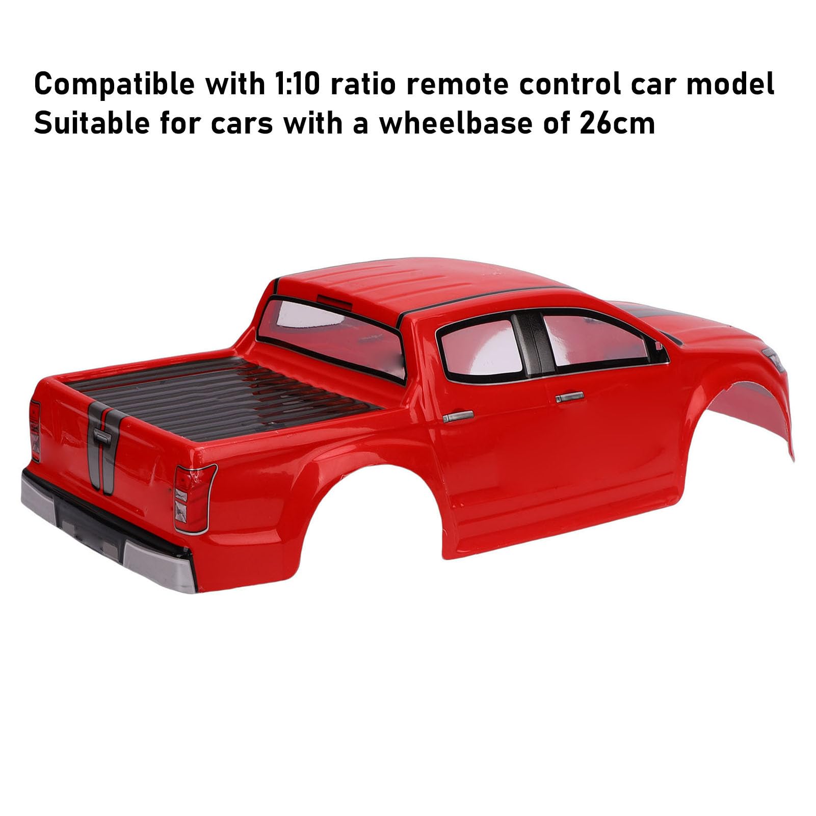 Uniwersalna karoseria ciężarówki RC z PVC w skali 1/10 do samochodu RC z rozstawem osi 26 cm (Czerwony)