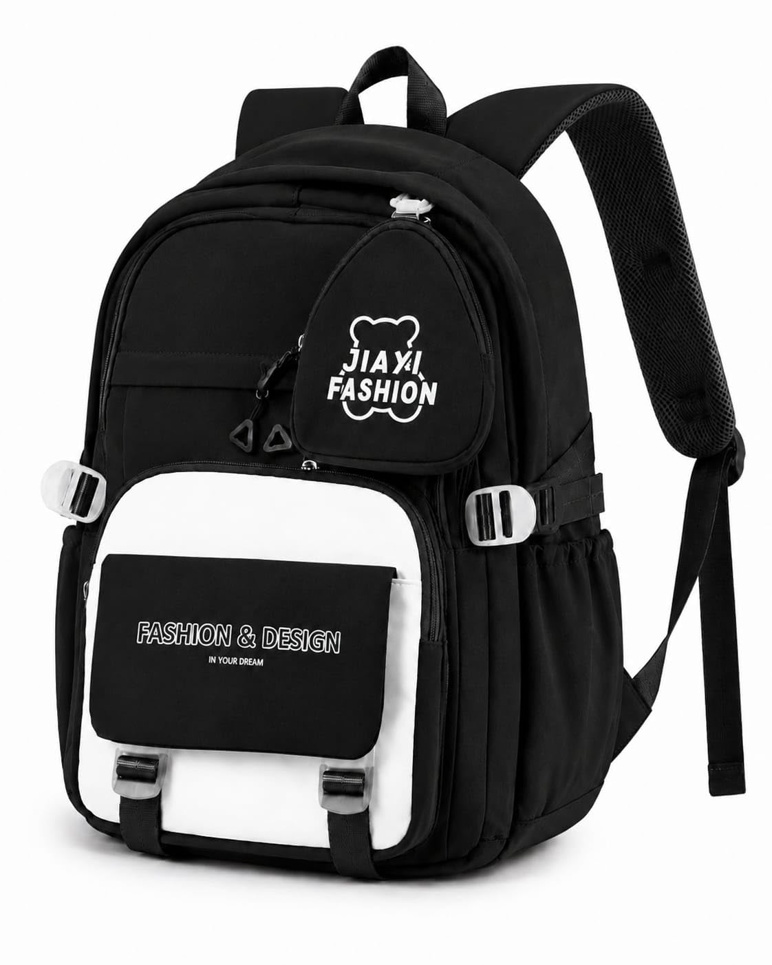 Korean 40 L Backpack, Black and White, Multi-Pocket-picture-23