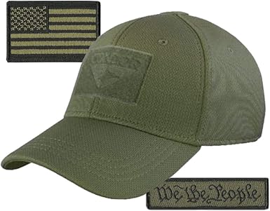 Condor Fitted Tactical Cap Bundle - We The People & USA Patches - Choose Size