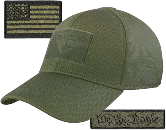 Condor Fitted Tactical Cap Bundle - We The People & USA Patches - Choose Size