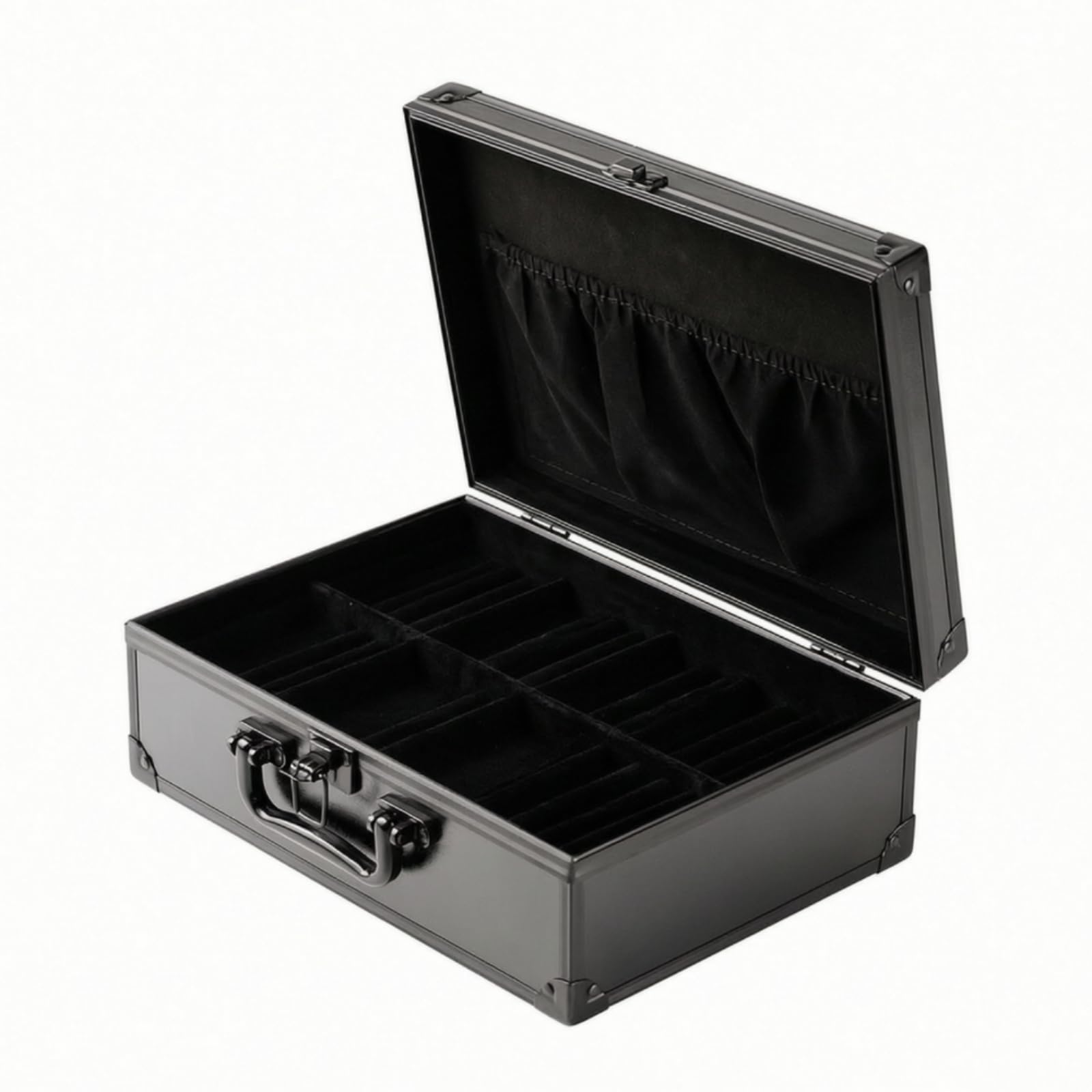TISHITA Organizador Rejillas Portátil | Caja para Pulseras con 30 Compartimentos, Compacto, Joyero, Tocador, Negro