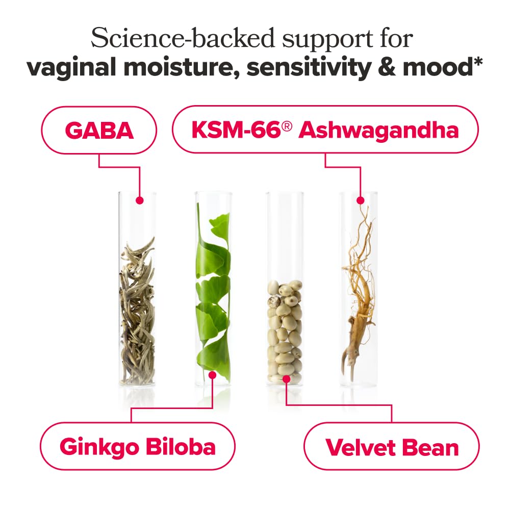 O Positiv URO Vaginal Moisture & Mood – Formulated to Support Vaginal Moisture, Mood & Relaxation – with KSM-66® Ashwagandha, Ginkgo Biloba, Mucuna pruriens, and GABA – 30 Servings