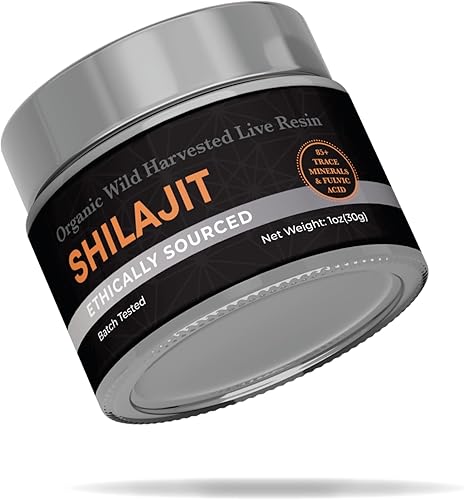 Shilajit orgánico de 1.06 oz de resina viva, suplemento ayuverdico puro con más de 85 minerales traza y ácido fúlvico, 1.06 oz (1 paquete)