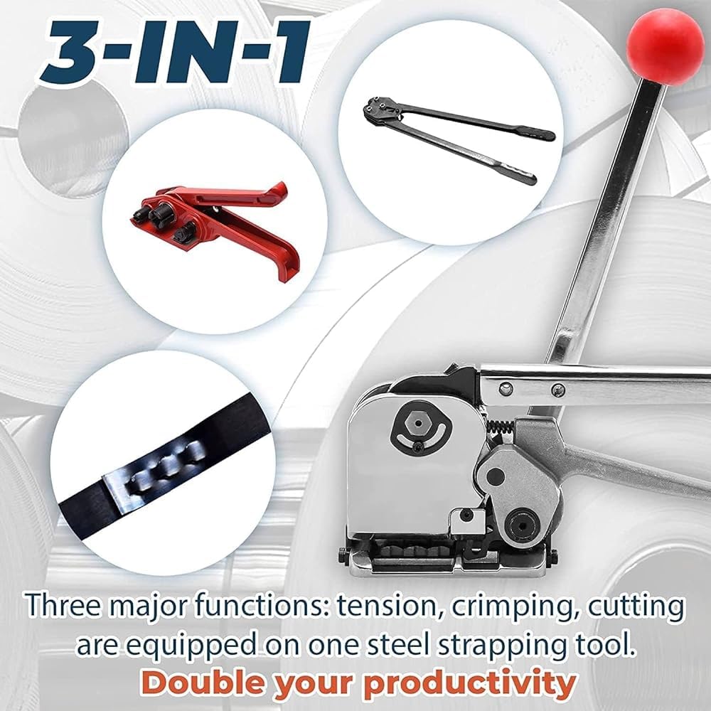 Kit d'outils de cerclage manuel en acier avec tendeur et cutter pour emballage et expédition sécurisés